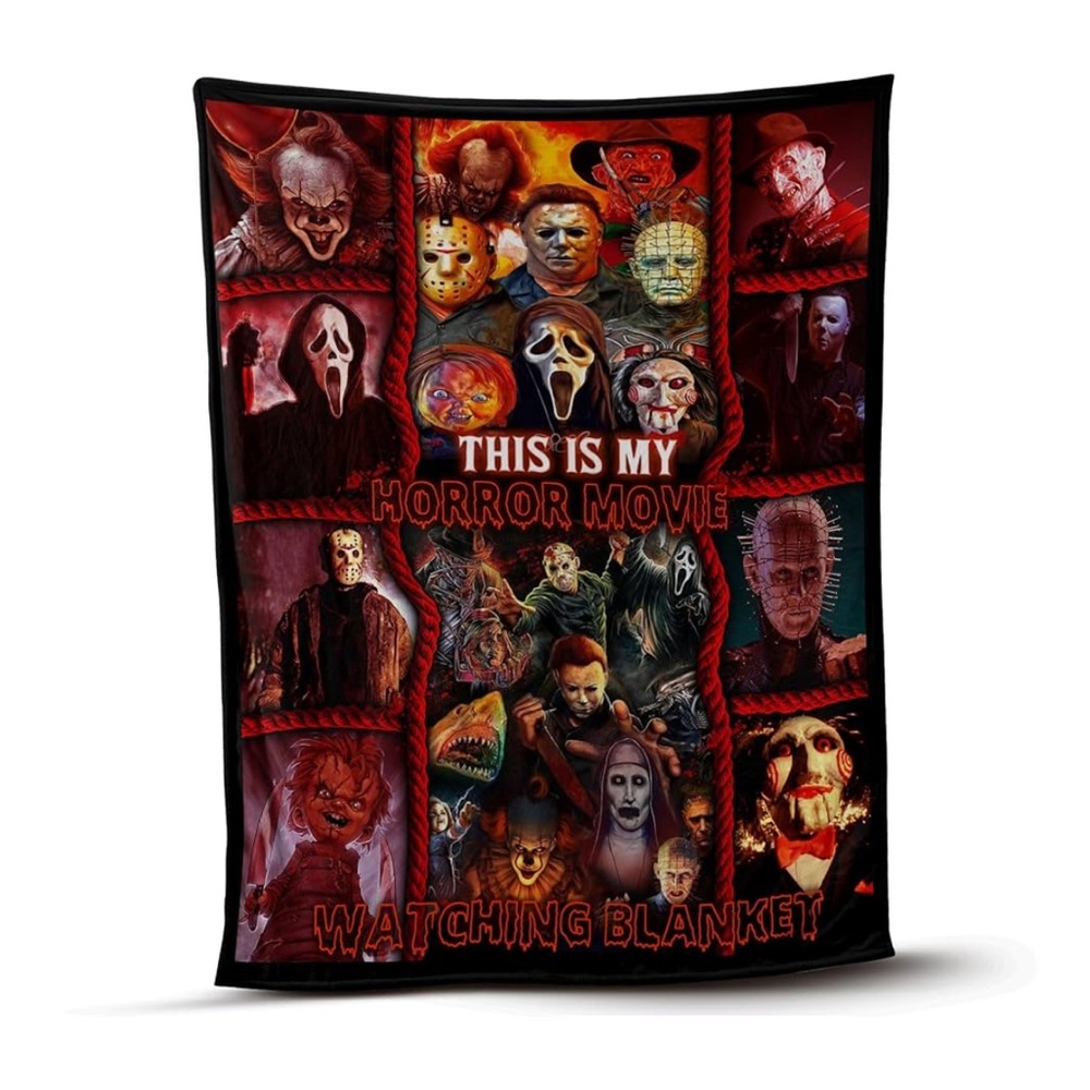 Horror Movie Watching Blanket - Red and Black Fleece